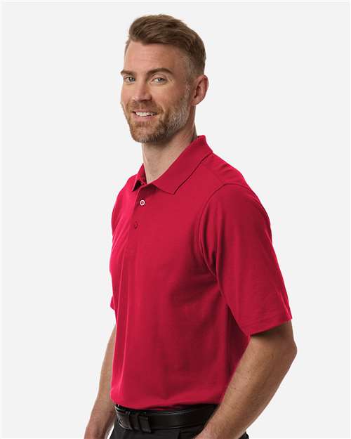 Harriton M105T Men's Tall Maverick CVC Pique Polo - Red - model side