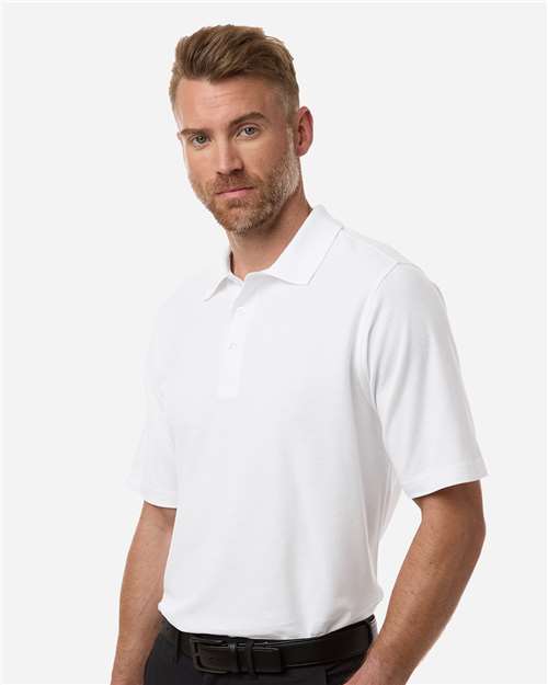 Harriton M105T Men's Tall Maverick CVC Pique Polo - White - model side
