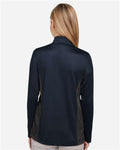 Harriton M786W Women's Flash Snag Protection Plus IL Colorblock Quarter-Zip Pullover - Dark Navy/ Dark Charcoal - model back