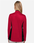 Harriton M786W Women's Flash Snag Protection Plus IL Colorblock Quarter-Zip Pullover - Red/ Black - model back