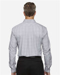 Devon & Jones DG520 Men's Crown Collection Glen Plaid Woven Dress Shirt - White/ Graphite/ Light Grey - model back