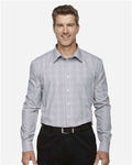 Devon & Jones DG520 Men's Crown Collection Glen Plaid Woven Dress Shirt - White/ Graphite/ Light Grey - model front