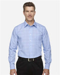 Devon & Jones DG520 Men's Crown Collection Glen Plaid Woven Dress Shirt - White/ Light French Blue - model front