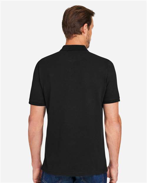 Harriton M205P Men's Valiant Cotton Snag Protect Pocket Polo - Black - model back