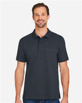 Harriton M205P Men's Valiant Cotton Snag Protect Pocket Polo - Dark Charcoal - model front