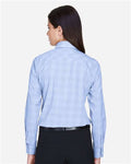 Devon & Jones DG520W Women's Crown Collection Glen Plaid Woven Dress Shirt - White/ Light French Blue/ French Blue - model back