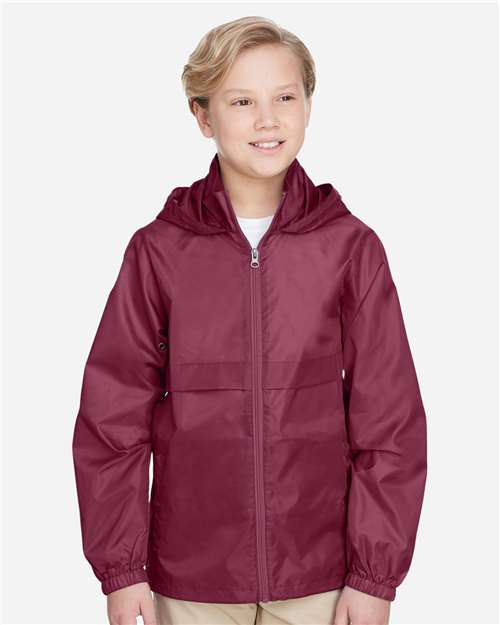 Team 365 TT73Y Youth Zone Protect Lightweight Jacket - Sport Maroon - model front