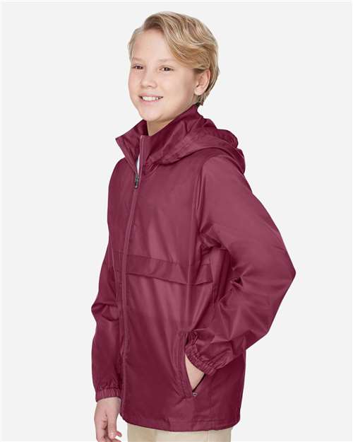 Team 365 TT73Y Youth Zone Protect Lightweight Jacket - Sport Maroon - model side