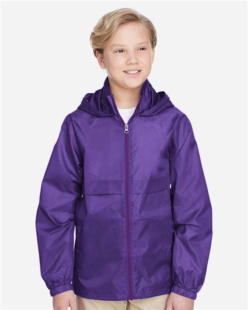Team 365 TT73Y Youth Zone Protect Lightweight Jacket - Sport Purple - model front