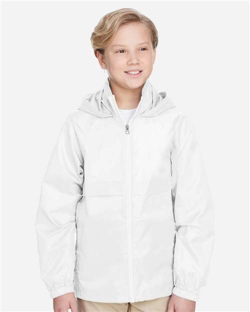 Team 365 TT73Y Youth Zone Protect Lightweight Jacket - White - model front