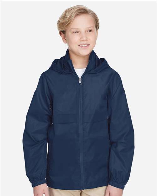 Team 365 TT73Y Youth Zone Protect Lightweight Jacket - Sport Dark Navy - model front