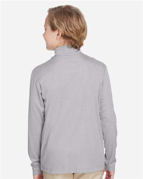 Team 365 TT31HY Youth Zone Sonic Heather Performance Quarter-Zip Pullover - Athletic Heather - model back