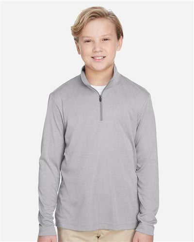 Team 365 TT31HY Youth Zone Sonic Heather Performance Quarter-Zip Pullover - Athletic Heather - model front