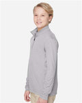 Team 365 TT31HY Youth Zone Sonic Heather Performance Quarter-Zip Pullover - Athletic Heather - model side