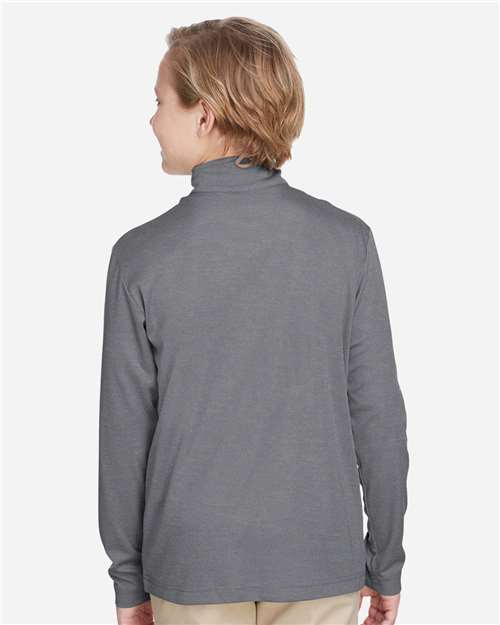 Team 365 TT31HY Youth Zone Sonic Heather Performance Quarter-Zip Pullover - Dark Grey Heather - model back