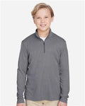 Team 365 TT31HY Youth Zone Sonic Heather Performance Quarter-Zip Pullover - Dark Grey Heather - model front