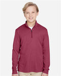Team 365 TT31HY Youth Zone Sonic Heather Performance Quarter-Zip Pullover - Sport Maroon Heather - model front