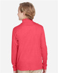 Team 365 TT31HY Youth Zone Sonic Heather Performance Quarter-Zip Pullover - Sport Red Heather - model back