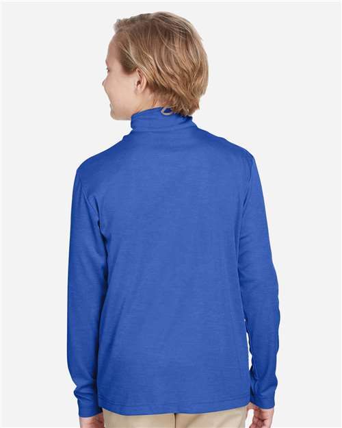 Team 365 TT31HY Youth Zone Sonic Heather Performance Quarter-Zip Pullover - Sport Royal Heather - model back