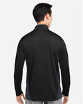 Harriton M786 Men's Flash Snag Protection Plus IL Colorblock Quarter-Zip Pullover - Black/ Dark Charcoal - model back