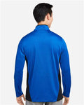 Harriton M786 Men's Flash Snag Protection Plus IL Colorblock Quarter-Zip Pullover - True Royal/ Black - model back