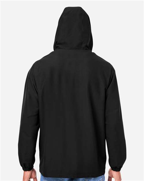 Harriton M73 Unisex Flex Twill Hooded Jacket - Black - model back