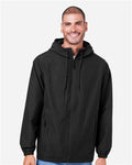 Harriton M73 Unisex Flex Twill Hooded Jacket - Black - model front