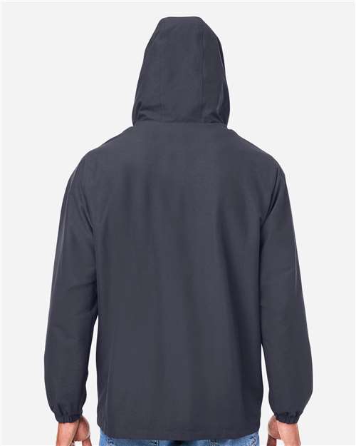 Harriton M73 Unisex Flex Twill Hooded Jacket - Dark Charcoal - model back