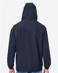 Harriton M73 Unisex Flex Twill Hooded Jacket - Dark Navy - model back