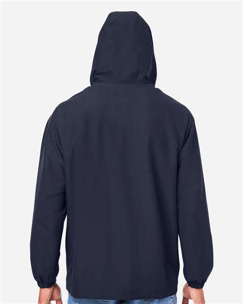 Harriton M73 Unisex Flex Twill Hooded Jacket - Dark Navy - model back