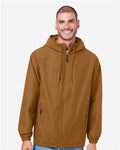 Harriton M73 Unisex Flex Twill Hooded Jacket - Duck Brown - model front