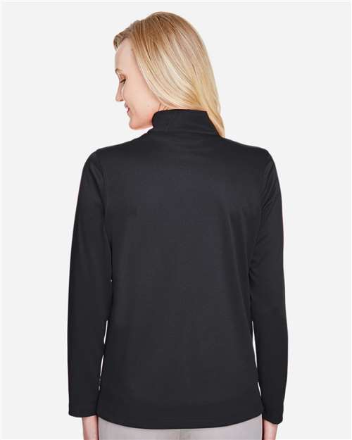 Harriton M748W Women's Advantage Snag Protection Plus Quarter-Zip Pullover - Black - model back