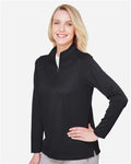 Harriton M748W Women's Advantage Snag Protection Plus Quarter-Zip Pullover - Black - model side