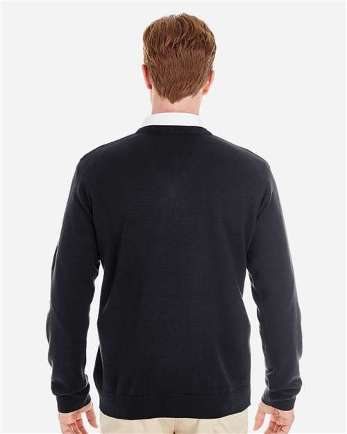 Harriton M420 Men's Pilbloc V-Neck Sweater - Black - model back