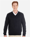 Harriton M420 Men's Pilbloc V-Neck Sweater - Black - model front