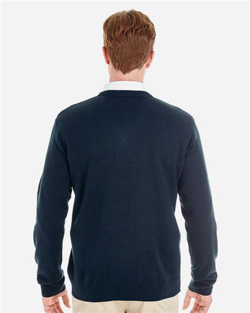 Harriton M420 Men's Pilbloc V-Neck Sweater - Dark Navy - model back