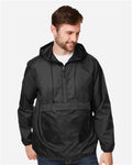Team 365 TT77 Unisex Zone Protect Packable Anorak Jacket - Black - model front