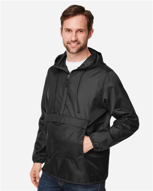 Team 365 TT77 Unisex Zone Protect Packable Anorak Jacket - Black - model side