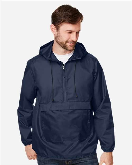Team 365 TT77 Unisex Zone Protect Packable Anorak Jacket - Sport Dark Navy - model front