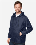 Team 365 TT77 Unisex Zone Protect Packable Anorak Jacket - Sport Dark Navy - model side