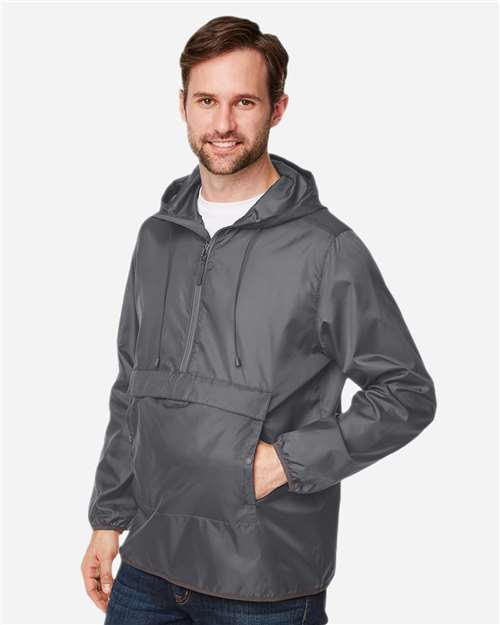 Team 365 TT77 Unisex Zone Protect Packable Anorak Jacket - Sport Graphite - model side