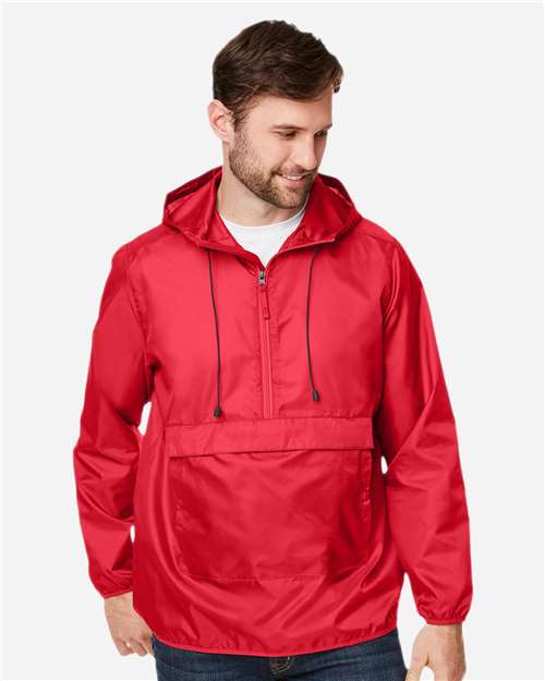 Team 365 TT77 Unisex Zone Protect Packable Anorak Jacket - Sport Red - model front