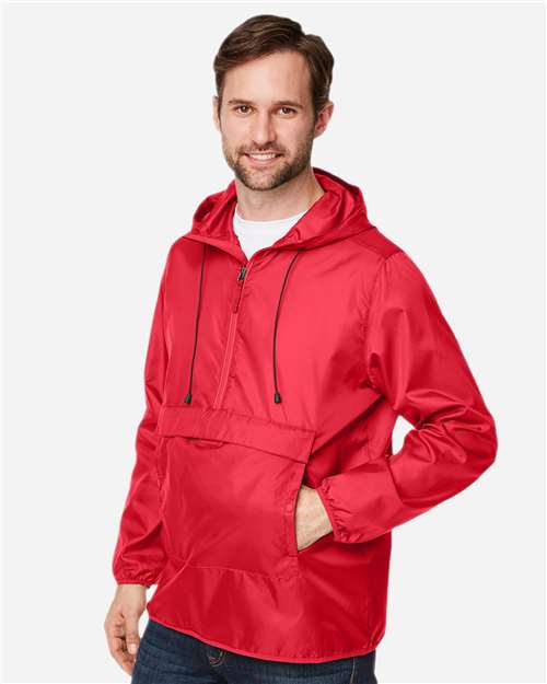 Team 365 TT77 Unisex Zone Protect Packable Anorak Jacket - Sport Red - model side