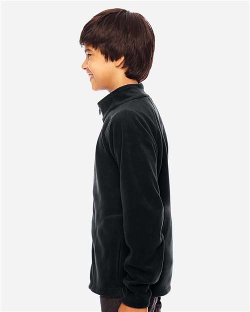 Team 365 TT90Y Youth Campus Microfleece Jacket - Black - model side