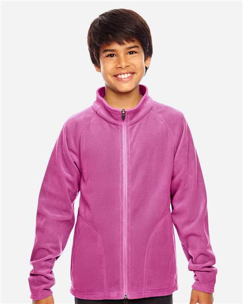 Team 365 TT90Y Youth Campus Microfleece Jacket - Sport Charity Pink - model front