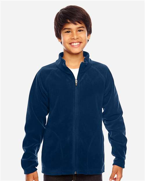 Team 365 TT90Y Youth Campus Microfleece Jacket - Sport Dark Navy - model front