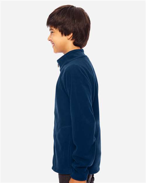 Team 365 TT90Y Youth Campus Microfleece Jacket - Sport Dark Navy - model side