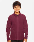 Team 365 TT90Y Youth Campus Microfleece Jacket - Sport Maroon - model front