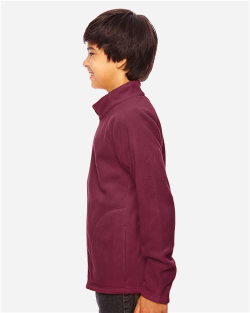Team 365 TT90Y Youth Campus Microfleece Jacket - Sport Maroon - model side