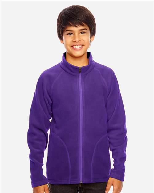 Team 365 TT90Y Youth Campus Microfleece Jacket - Sport Purple - model front